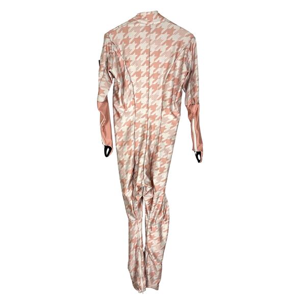 Racysuits Women's 1 Piece Ski Racing Suit in Pink/White Houndstooth Size S - Picture 9 of 9